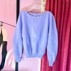90s Vintage Periwinkle Pearl Accent Pullover Fall/Winter Sweater Womens Medium
